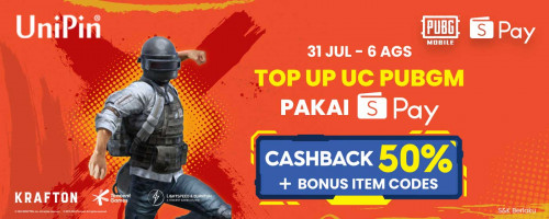 Promo Agustus – Top Up Unknown Cash PUBGM Pakai Shopeepay Cashback 50% Koin Shopee!
